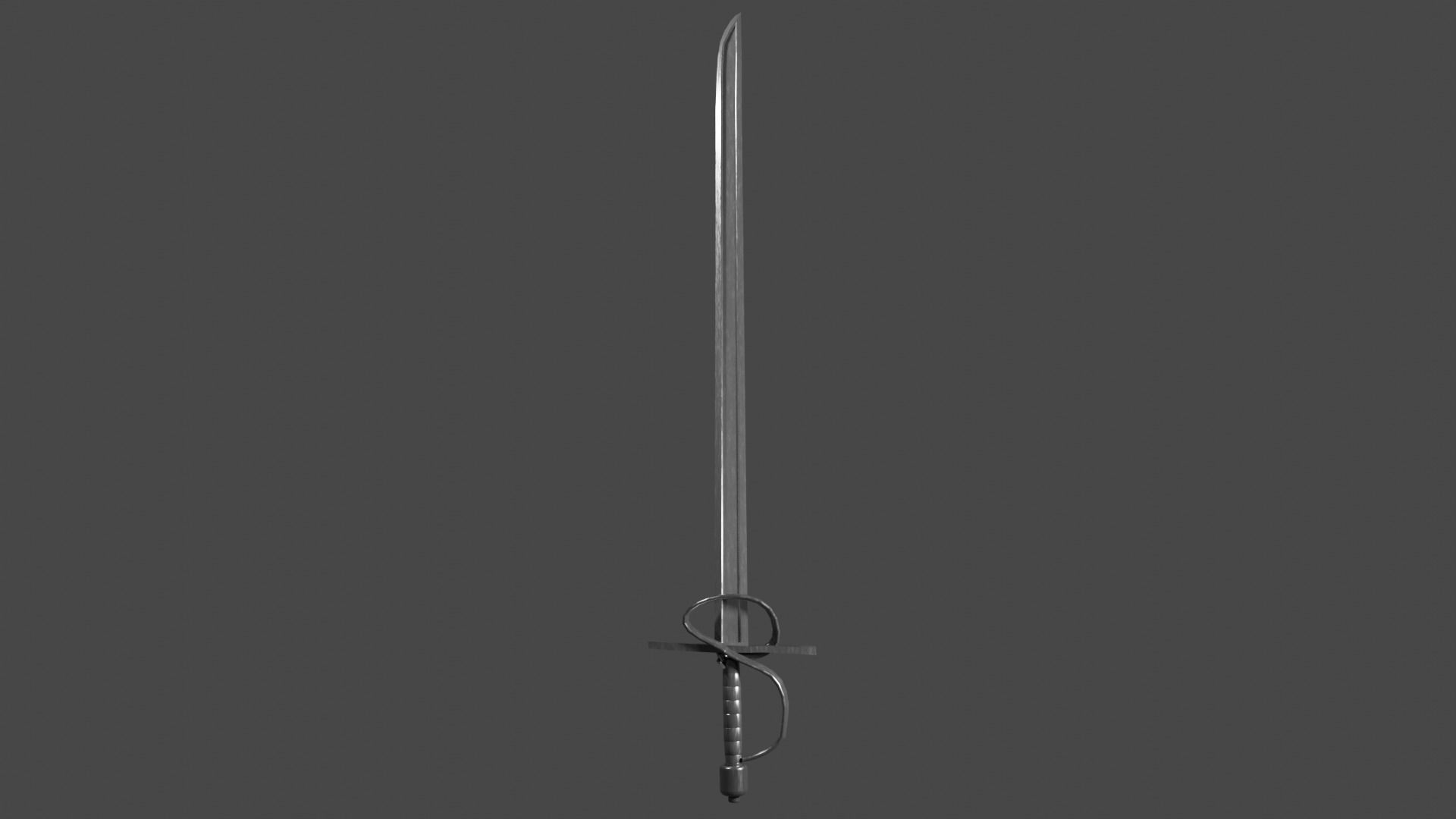 Langsax sword with Flamberge handle Low-poly 3D model_6