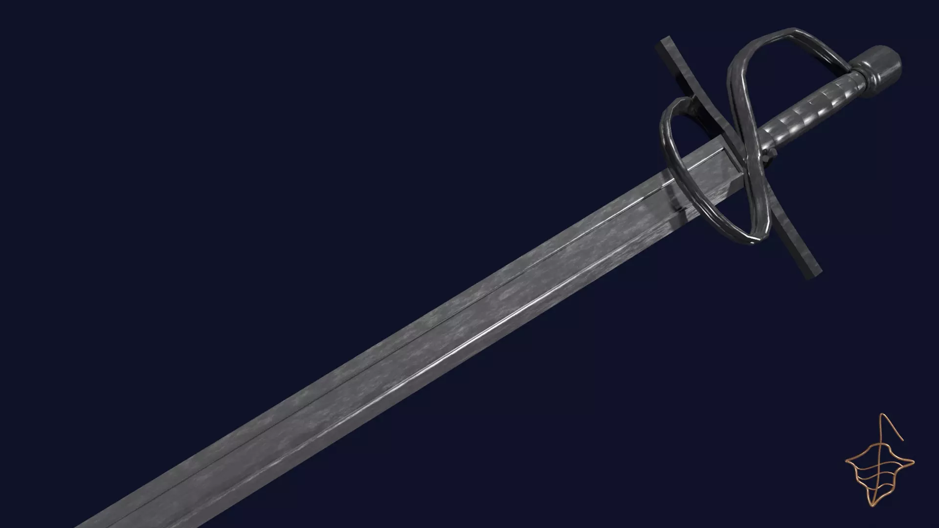 Langsax sword with Flamberge handle Low-poly 3D model_0