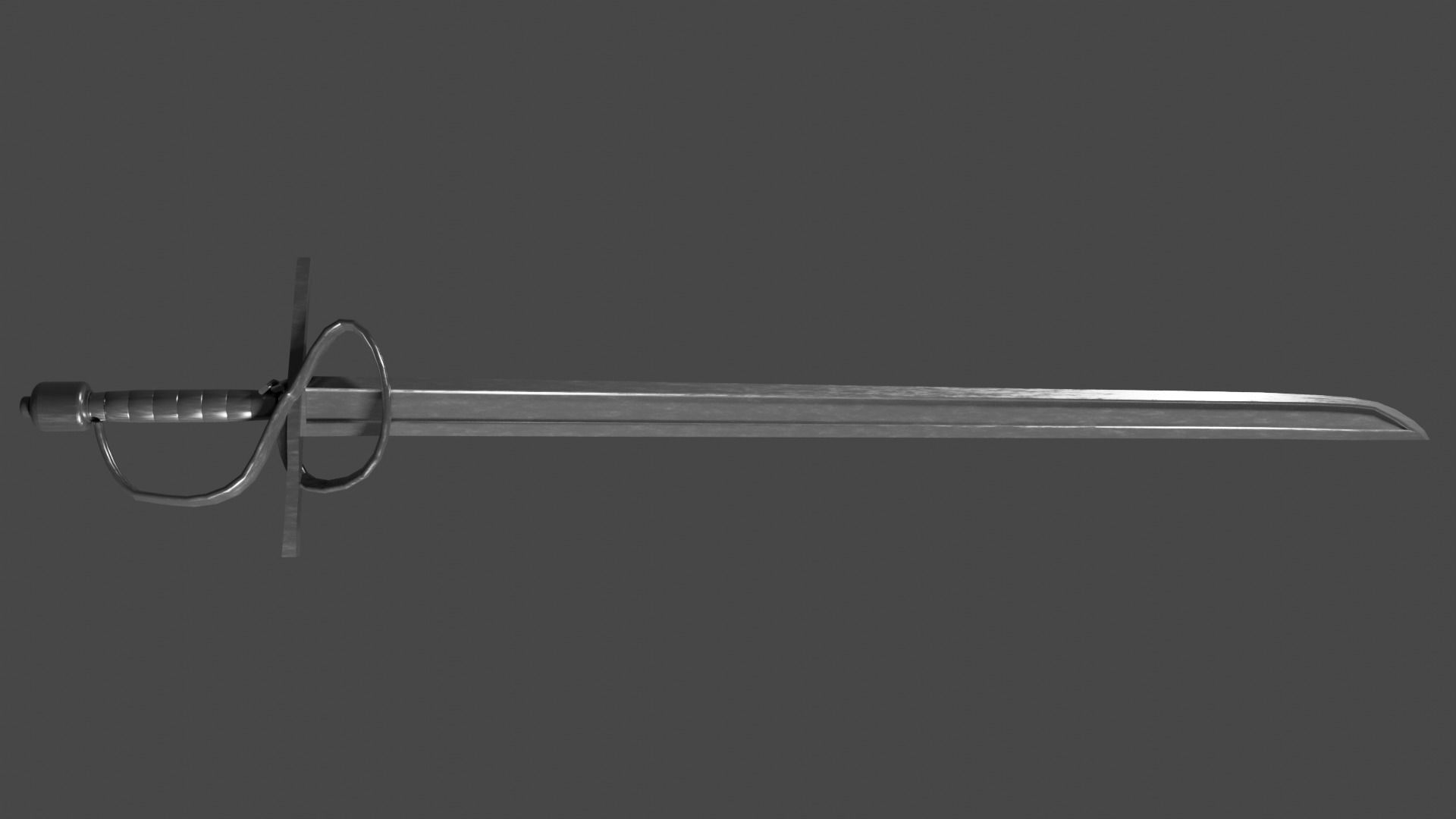 Langsax sword with Flamberge handle Low-poly 3D model_5
