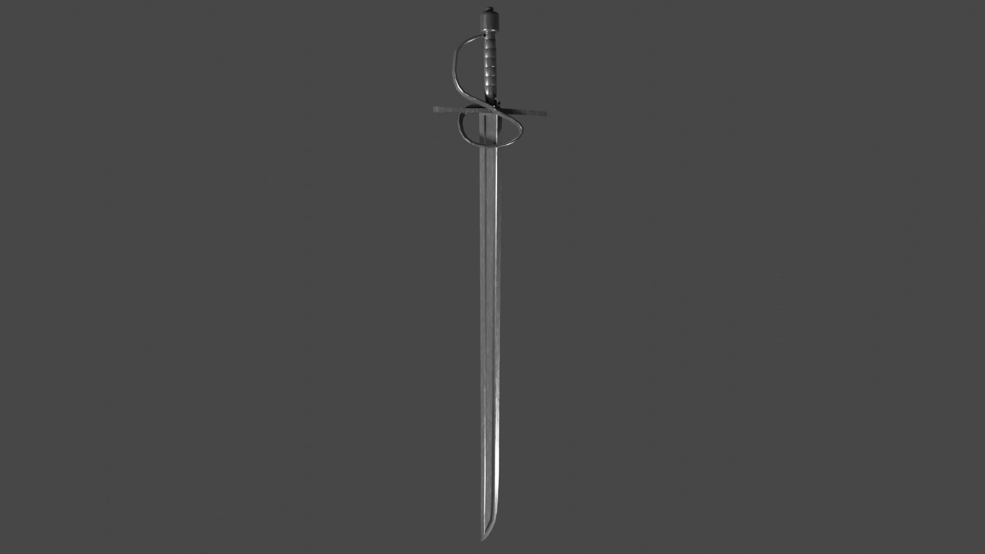 Langsax sword with Flamberge handle Low-poly 3D model_7