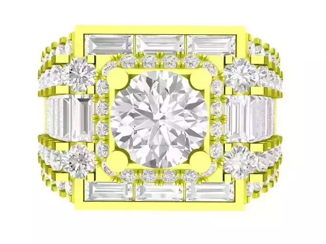 7082 korean style baguette diamond men ring 