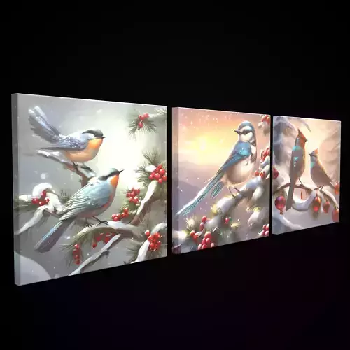 Christmas Bird Painting Trio