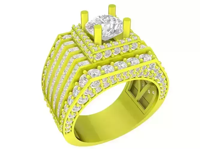 A7148 Luxury Korean Diamond Ring for Business Men 3D Model