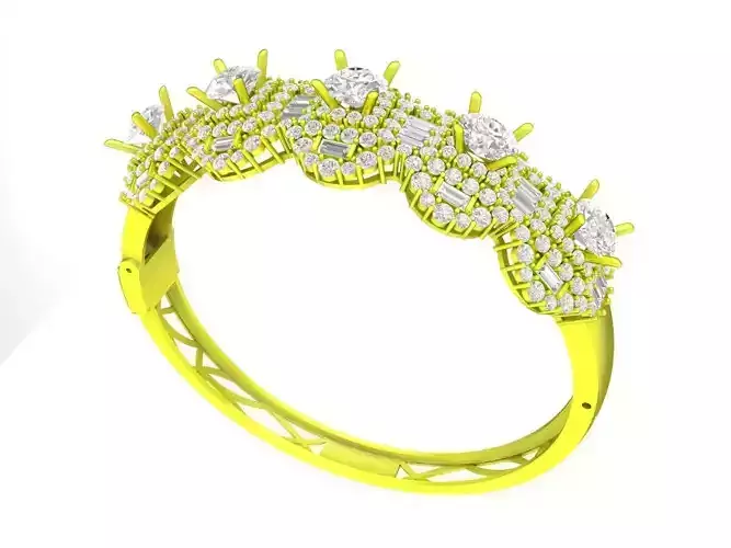 A7153 Five Main Stone Diamond Women Bangle Bracelets 3D Model