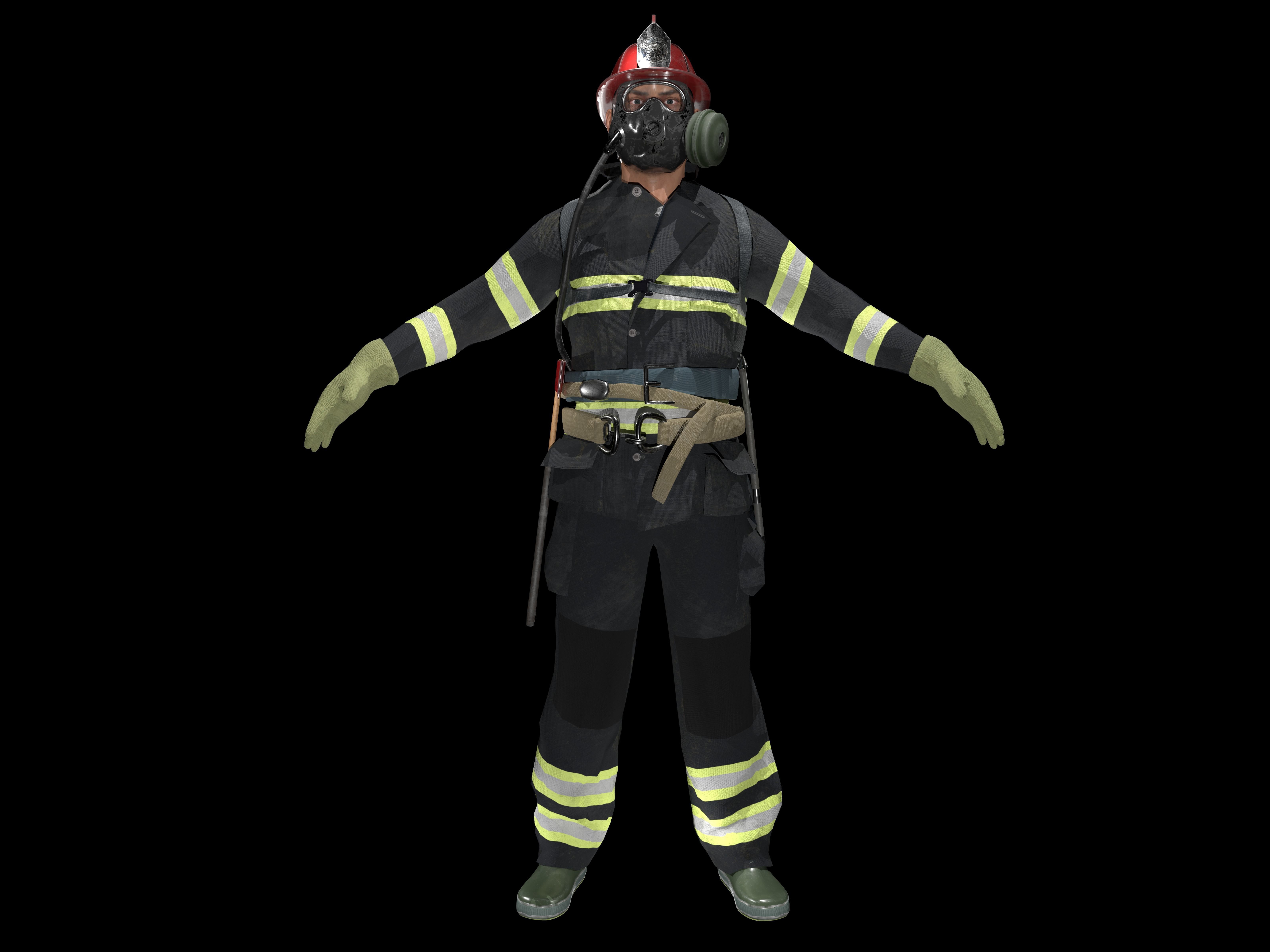Realistic Fireman 3D Model for Immersive Simulations 3D model_1