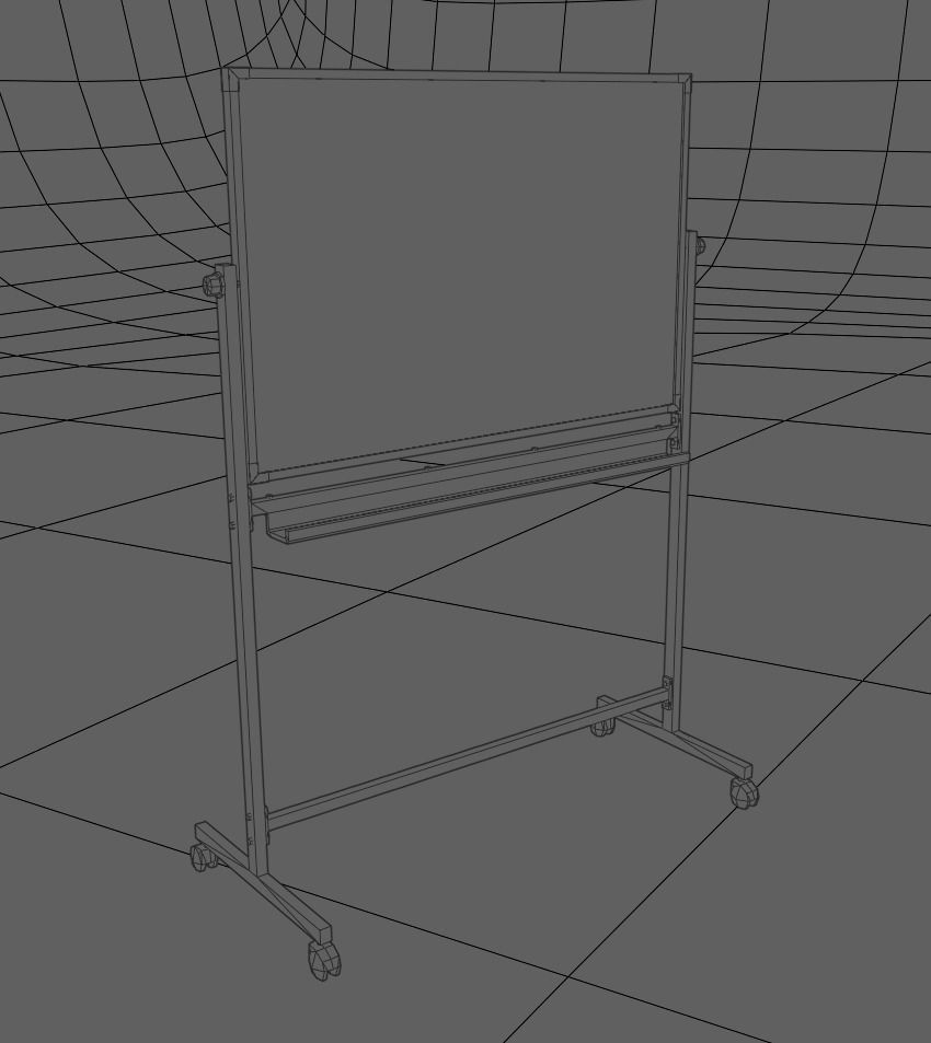 whiteboard for school or office Low-poly 3D model_1