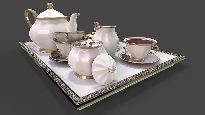 Tea Set 3D Model Low-poly 3D model 4