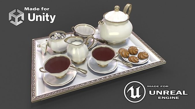 Tea Set 3D Model Low-poly 3D model 2