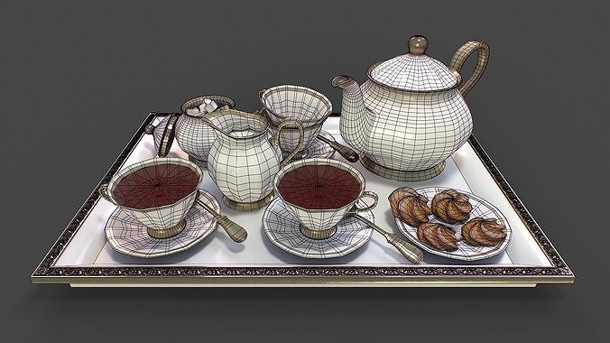 Tea Set 3D Model Low-poly 3D model 6