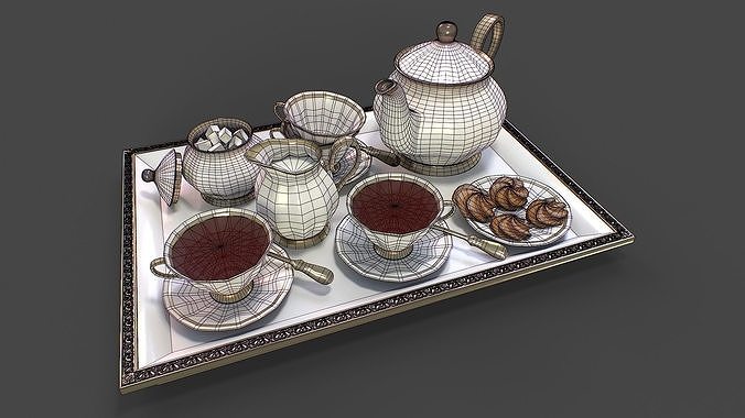 Tea Set 3D Model Low-poly 3D model 7