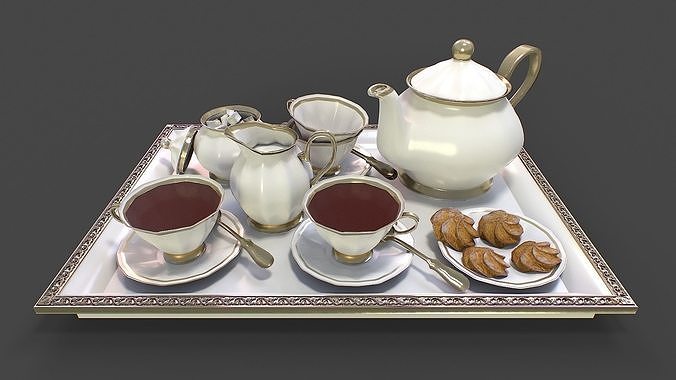 Tea Set 3D Model Low-poly 3D model 3