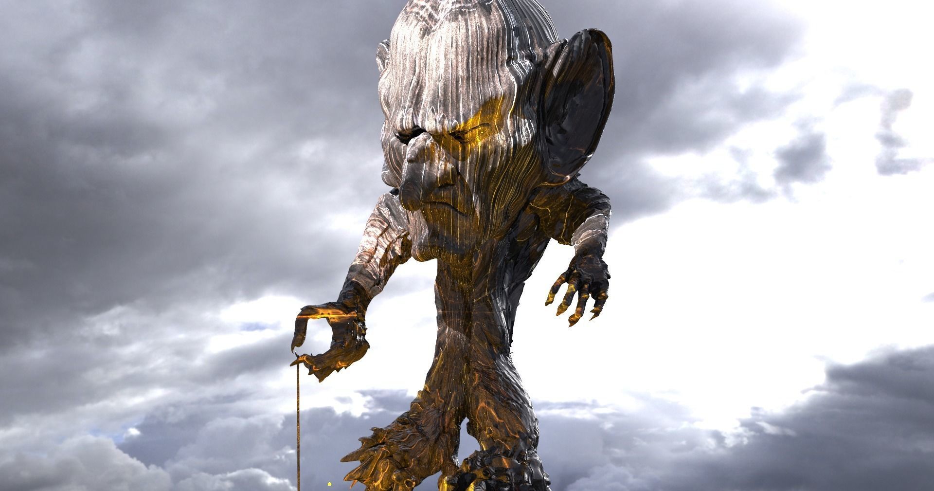 Goblin hand statue full  3D model_2