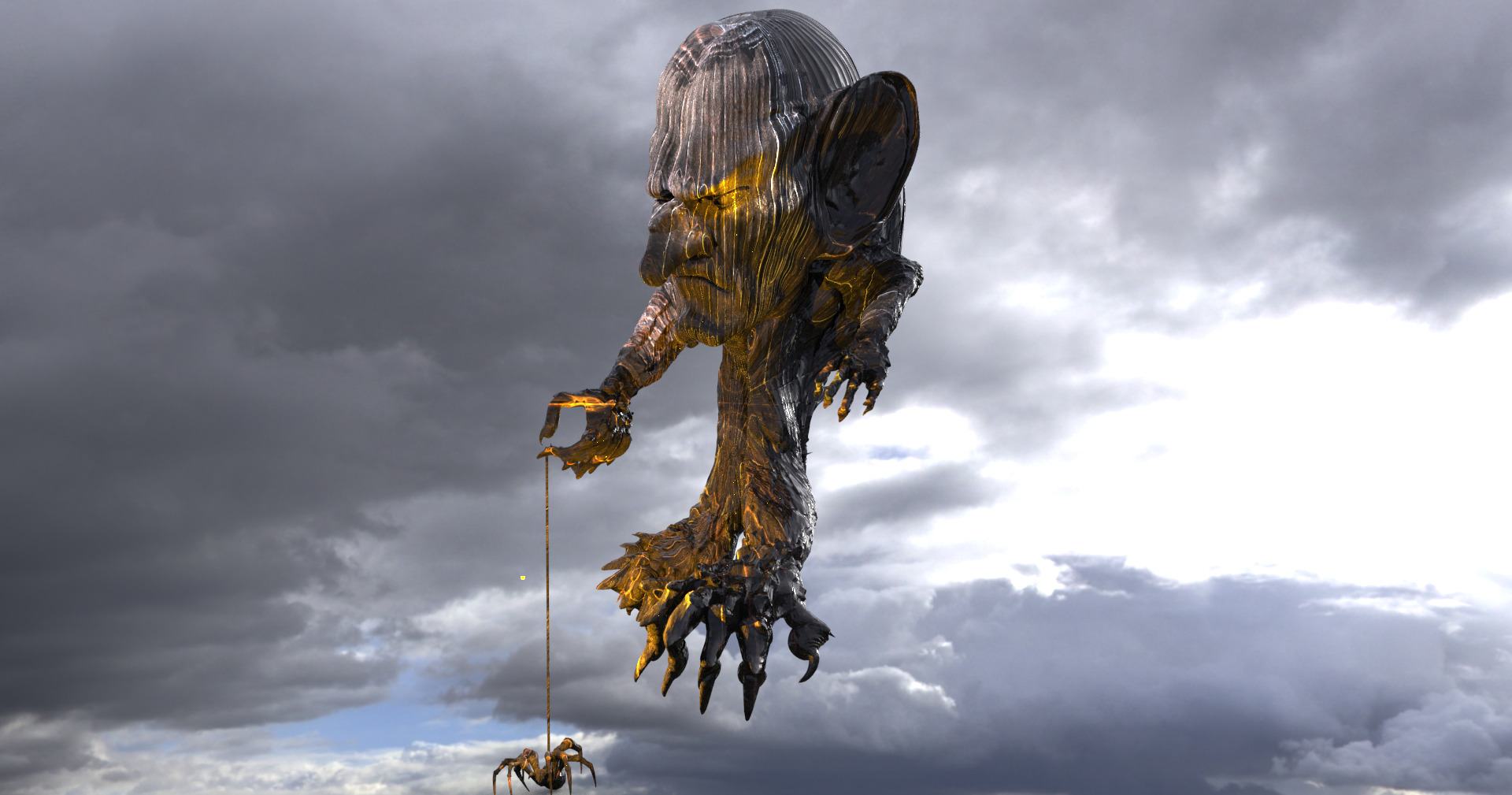 Goblin hand statue full  3D model_7