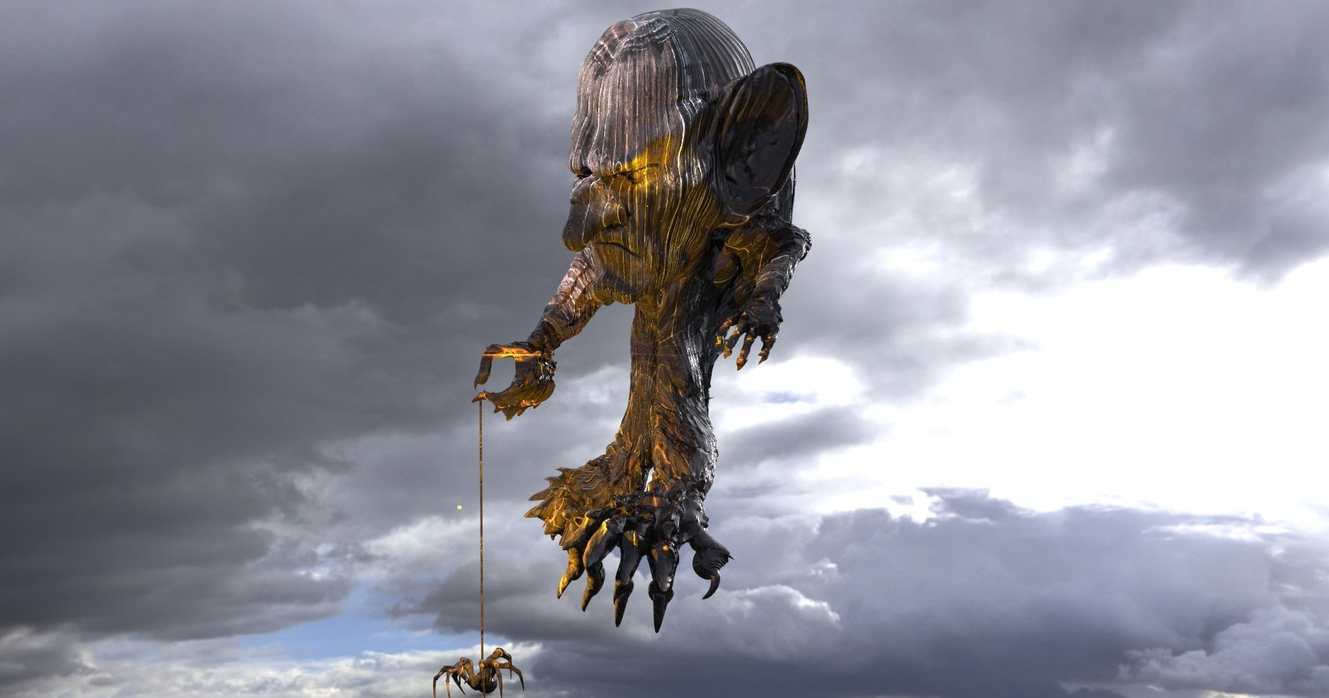 Goblin hand statue full  3D model_4