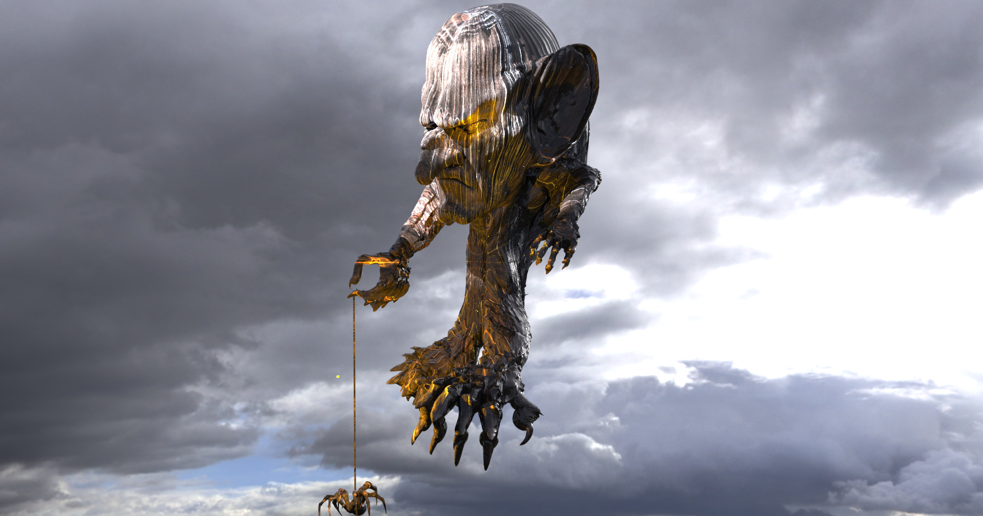 Goblin hand statue full  3D model_6