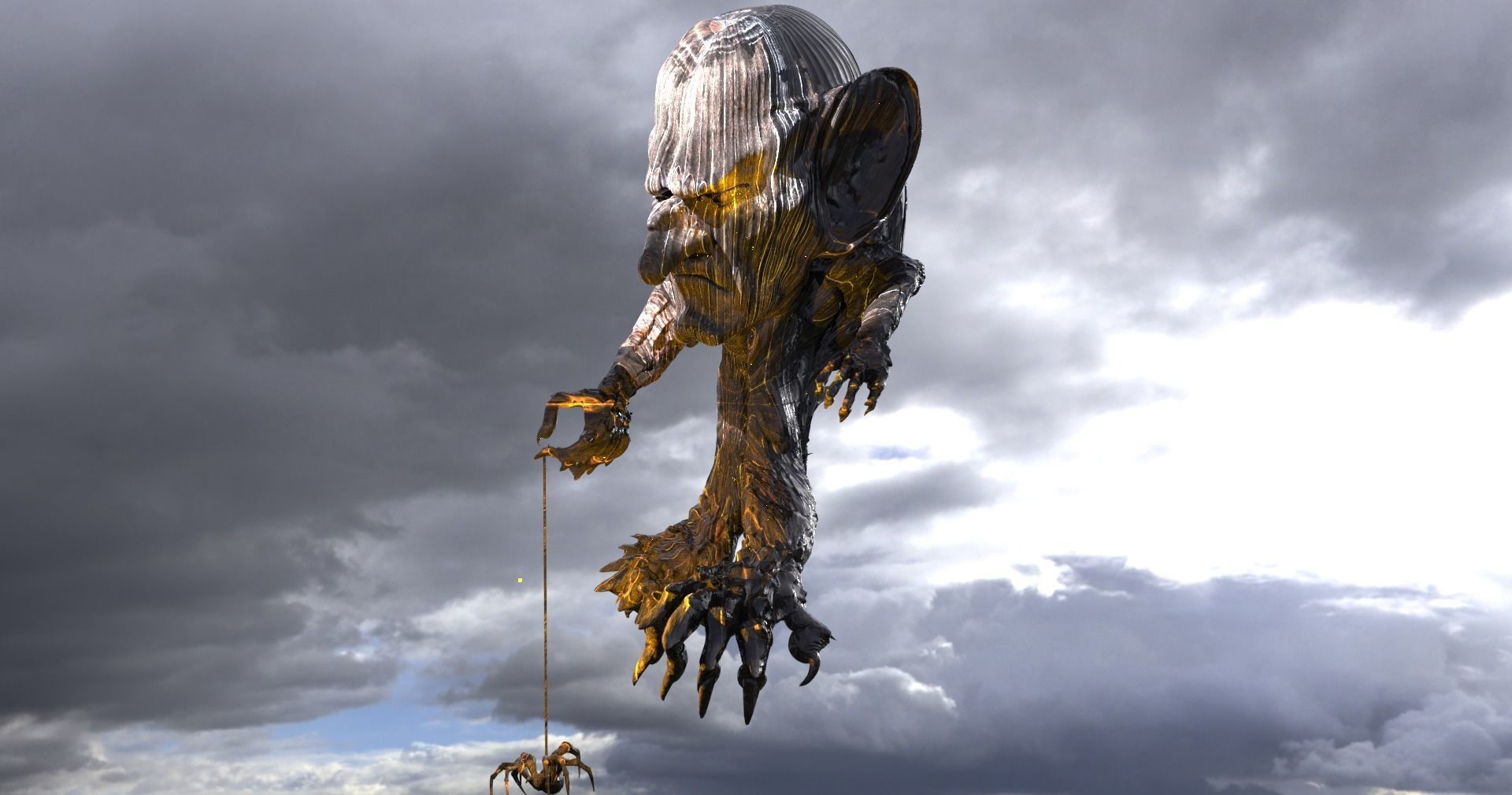 Goblin hand statue full  3D model_3