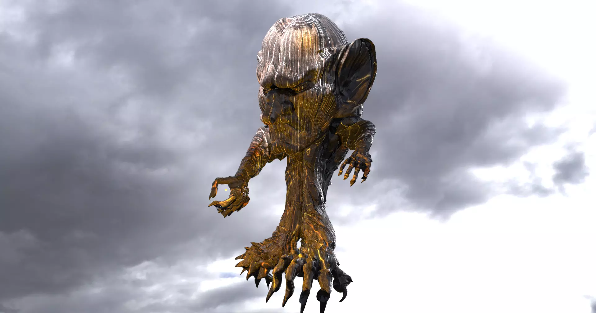 Goblin clawed head sculpture 3D model_0