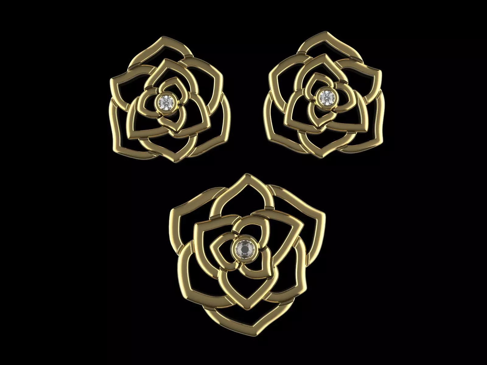 Rose Earrings 3D print model_0