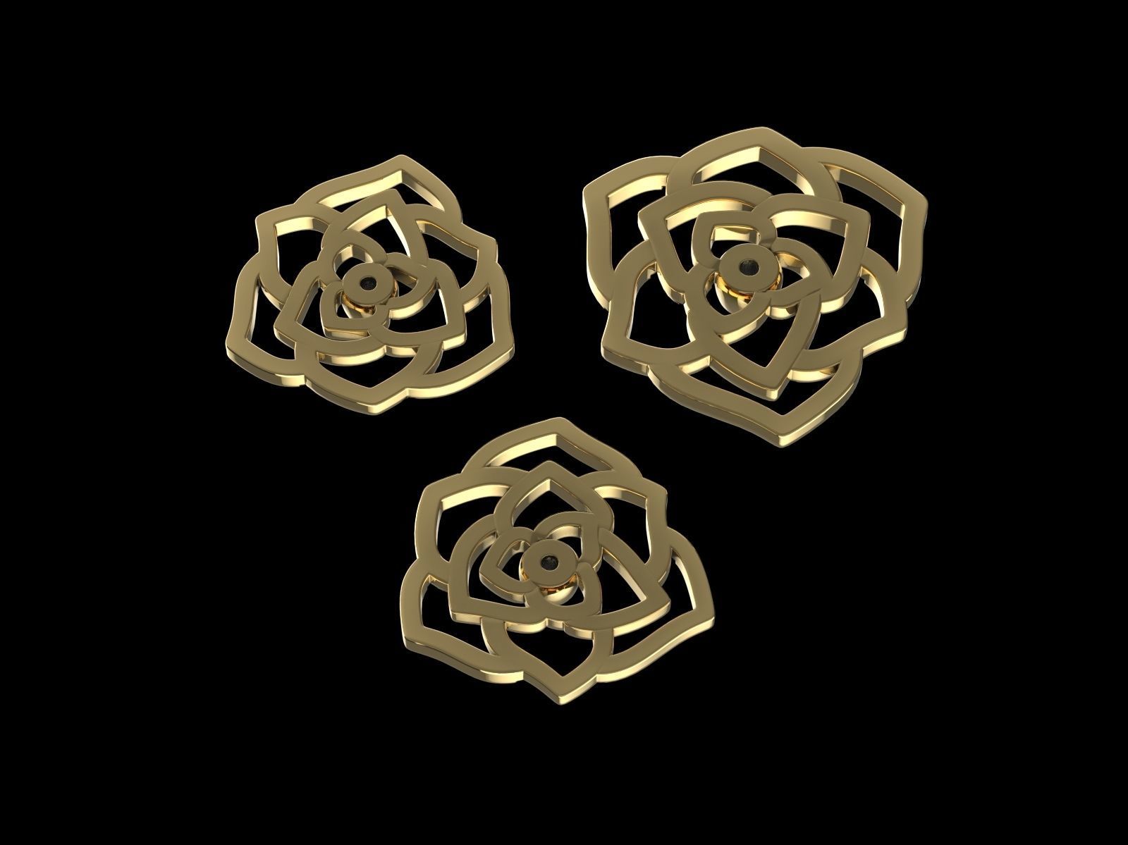 Rose Earrings 3D print model_2