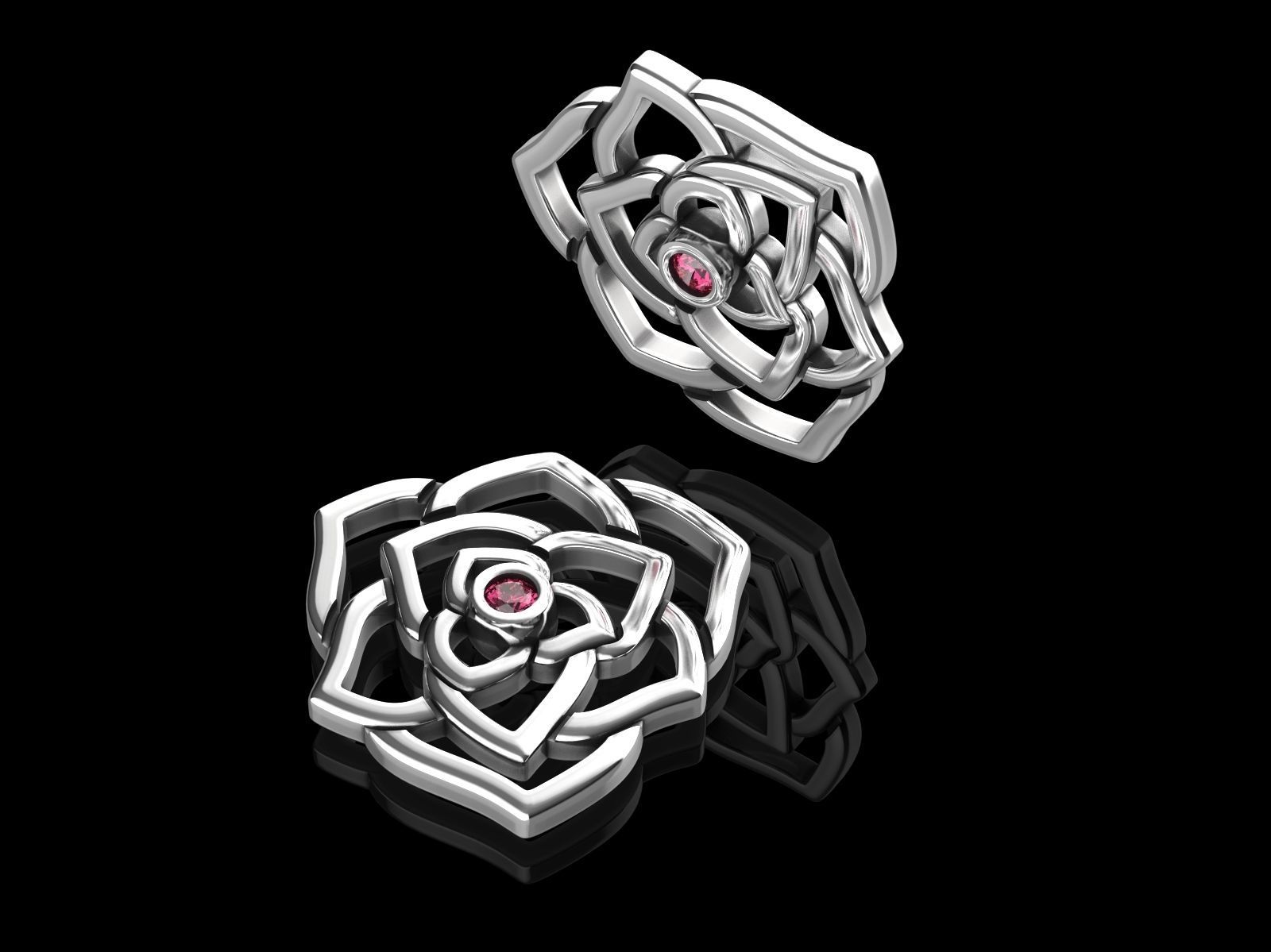 Rose Earrings 3D print model_3