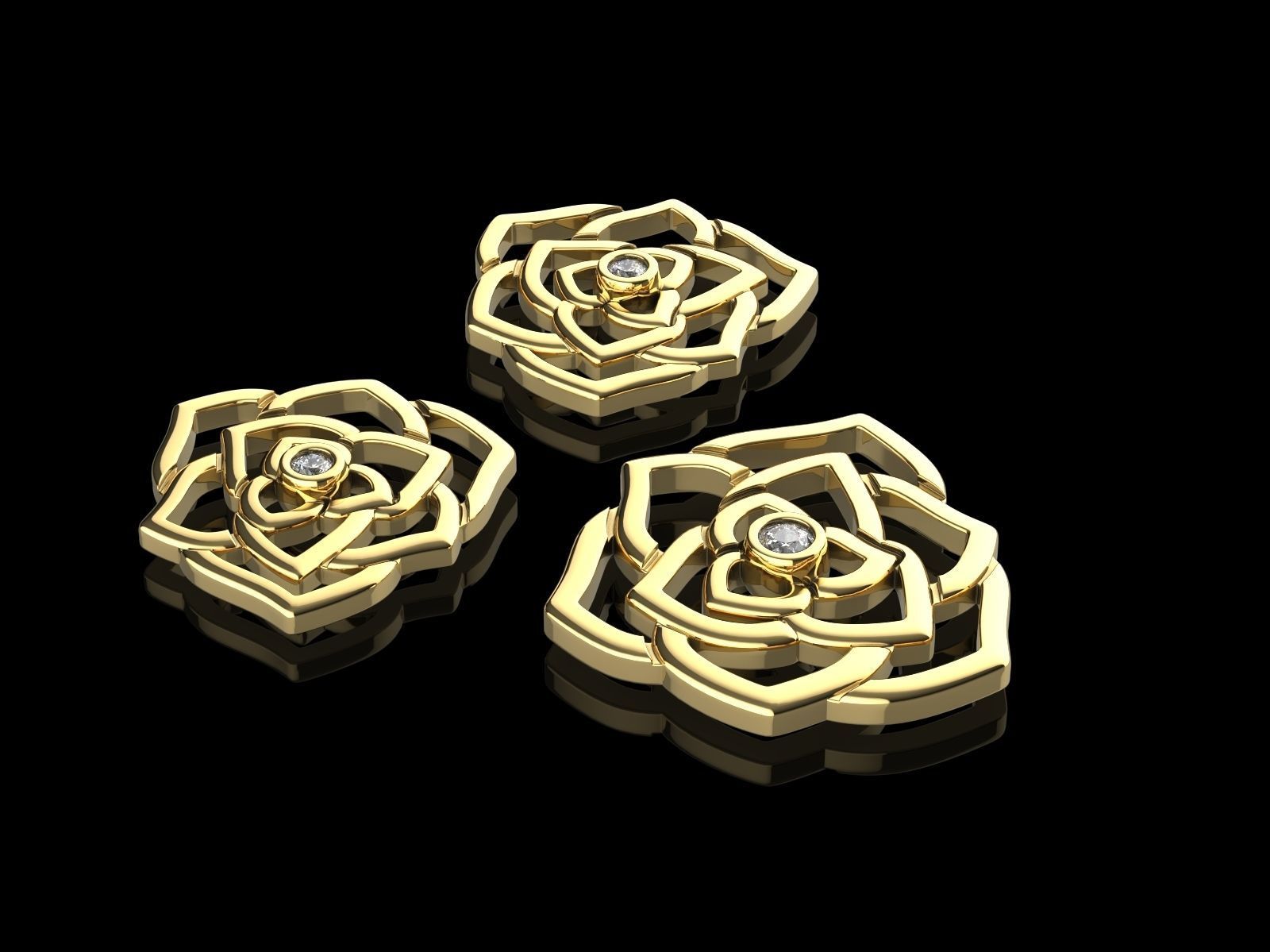 Rose Earrings 3D print model_1