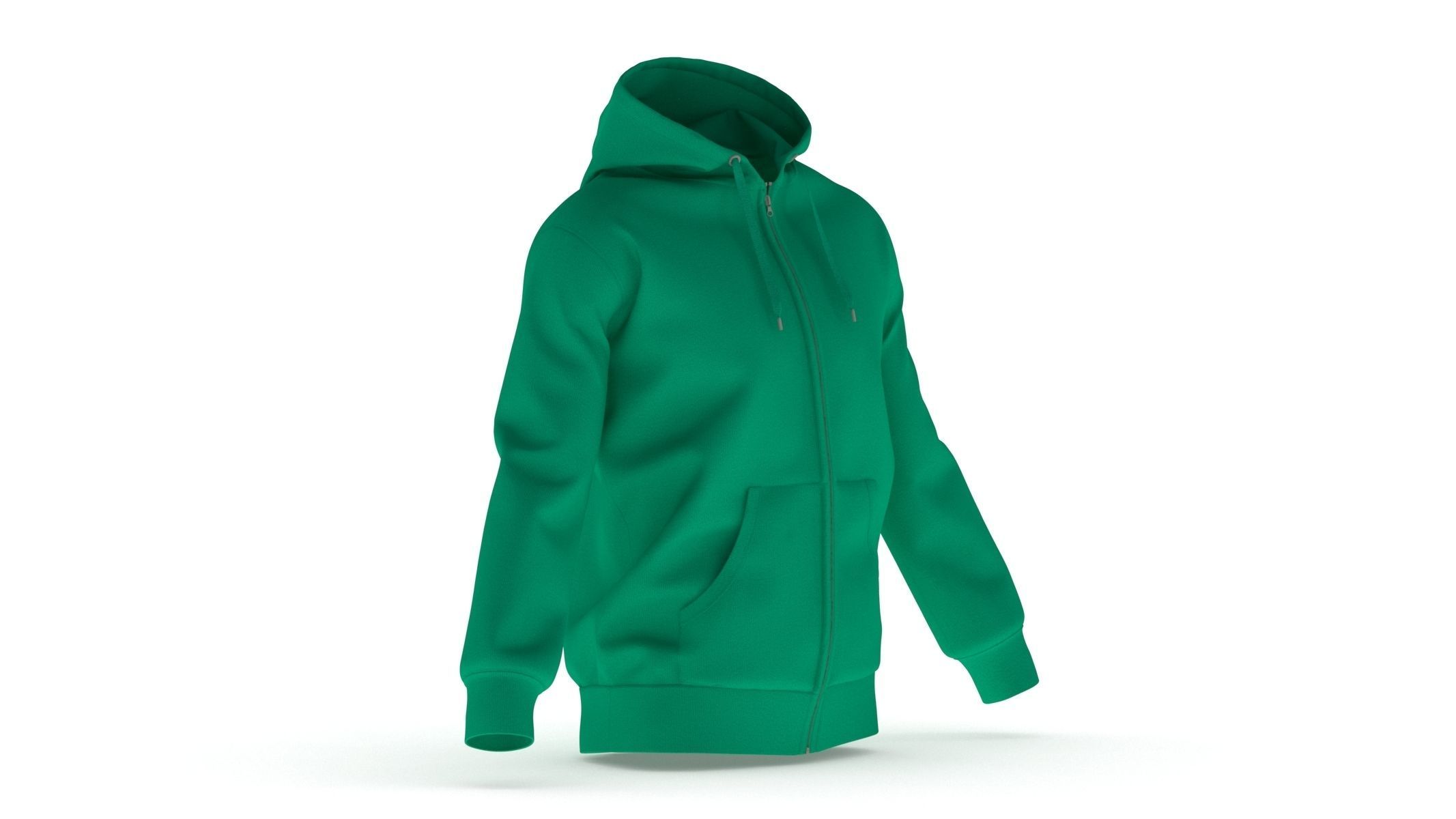 Hoodie Zip Generic Green Low-poly 3D model_10