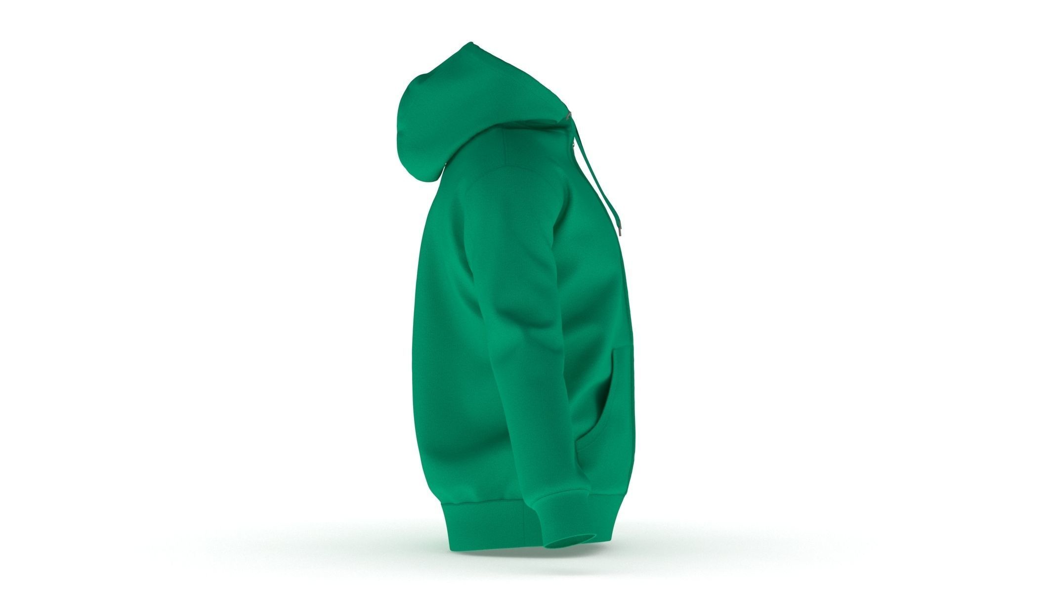 Hoodie Zip Generic Green Low-poly 3D model_5