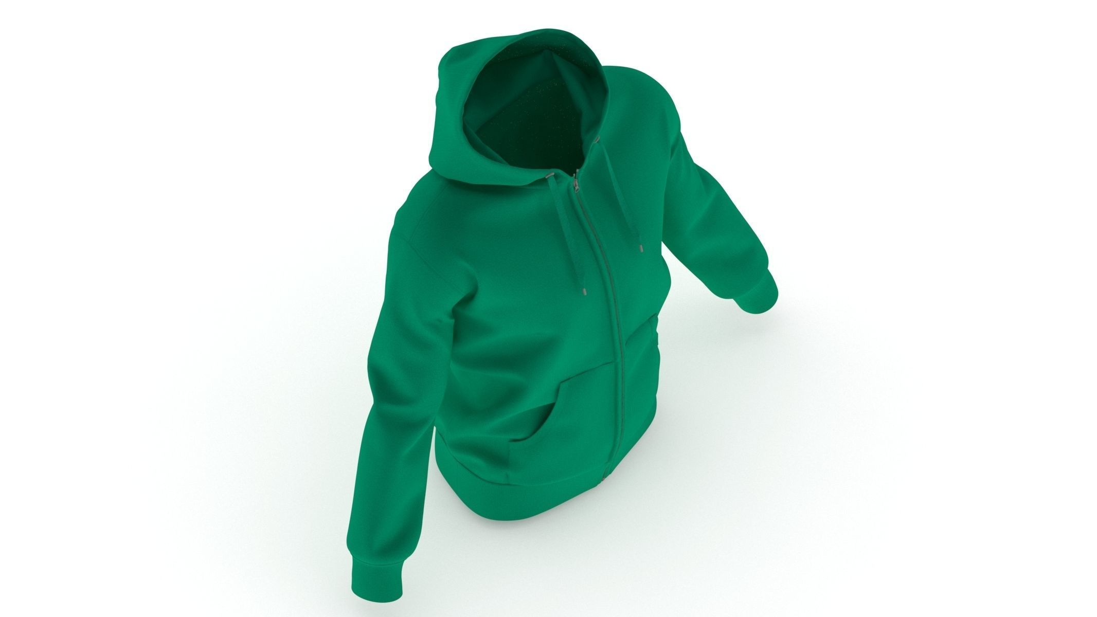 Hoodie Zip Generic Green Low-poly 3D model_2