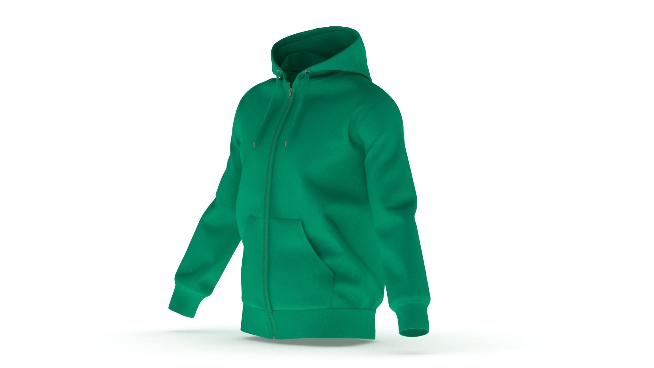 Hoodie Zip Generic Green Low-poly 3D model_3