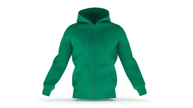 Hoodie Zip Generic Green Low-poly 3D model