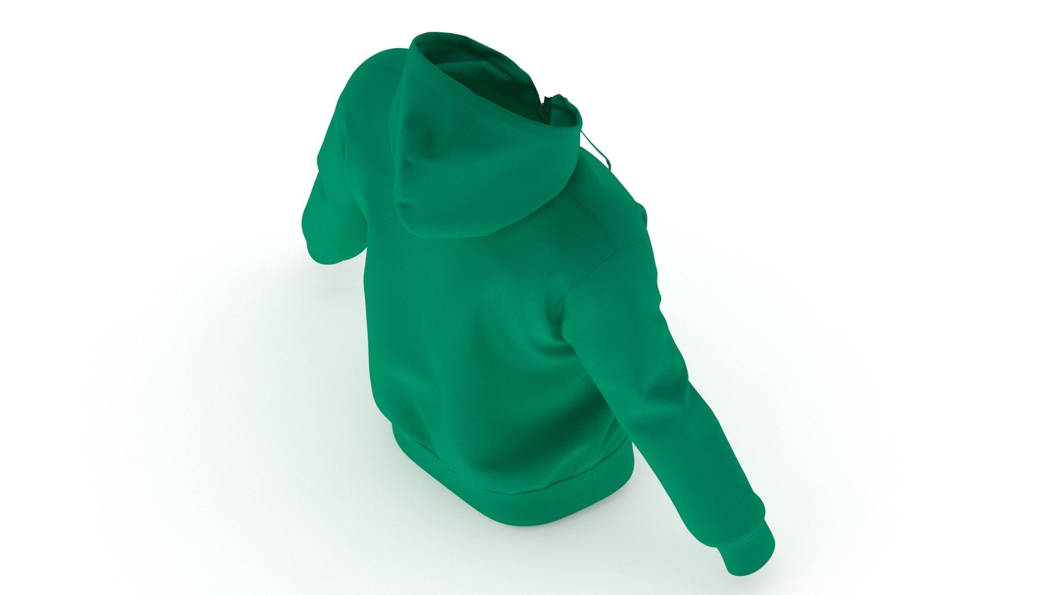 Hoodie Zip Generic Green Low-poly 3D model_4