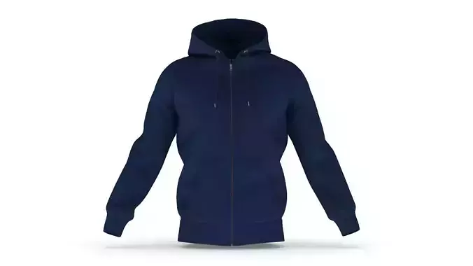 Hoodie Zip Generic Navy Blue Low-poly 3D model