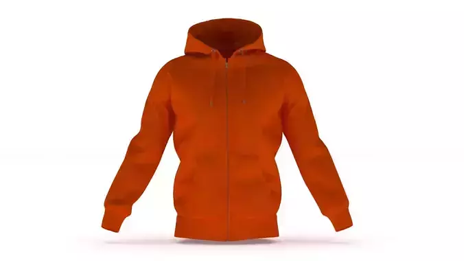 Hoodie Zip Generic Orange Low-poly 3D model