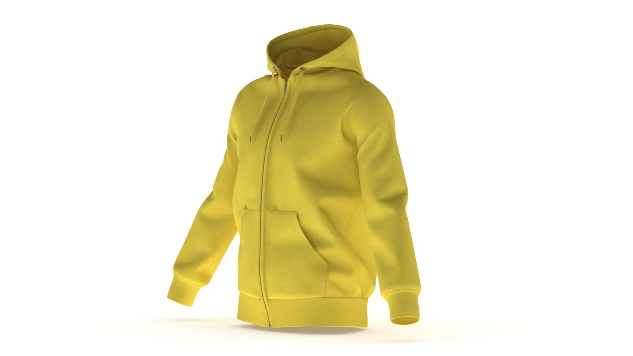 Hoodie Zip Generic Yellow Low-poly 3D model_1