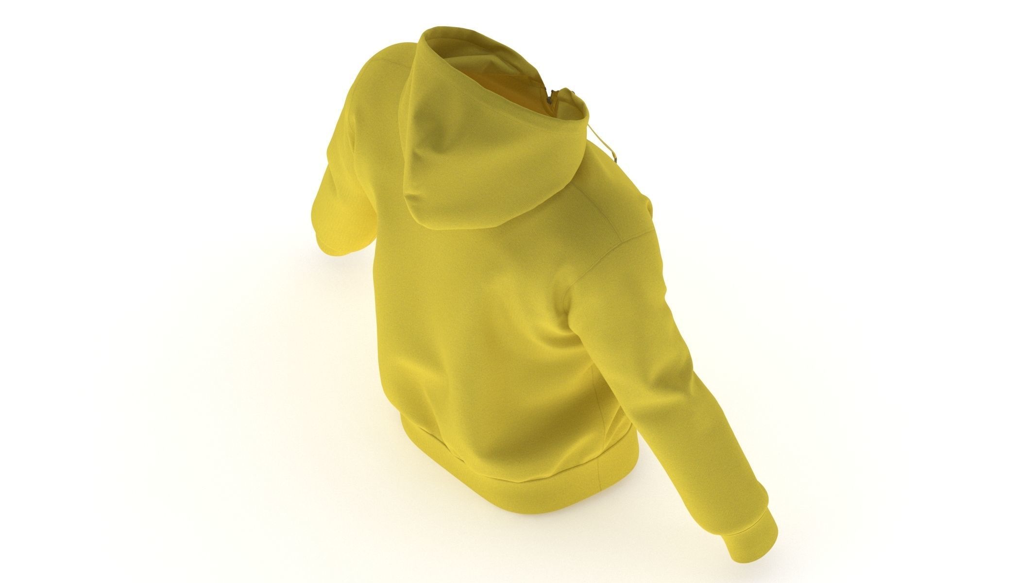 Hoodie Zip Generic Yellow Low-poly 3D model_7