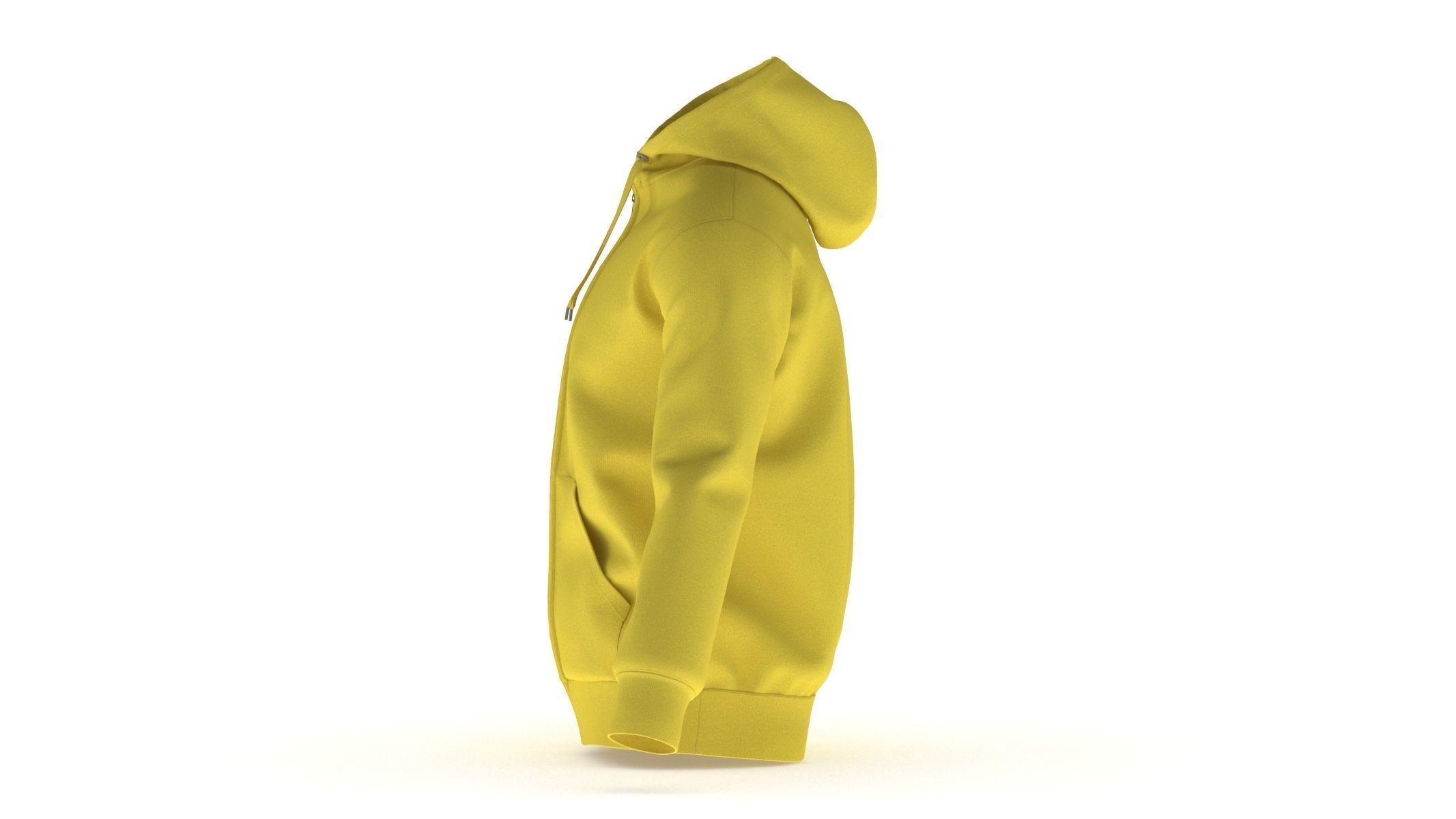 Hoodie Zip Generic Yellow Low-poly 3D model_2