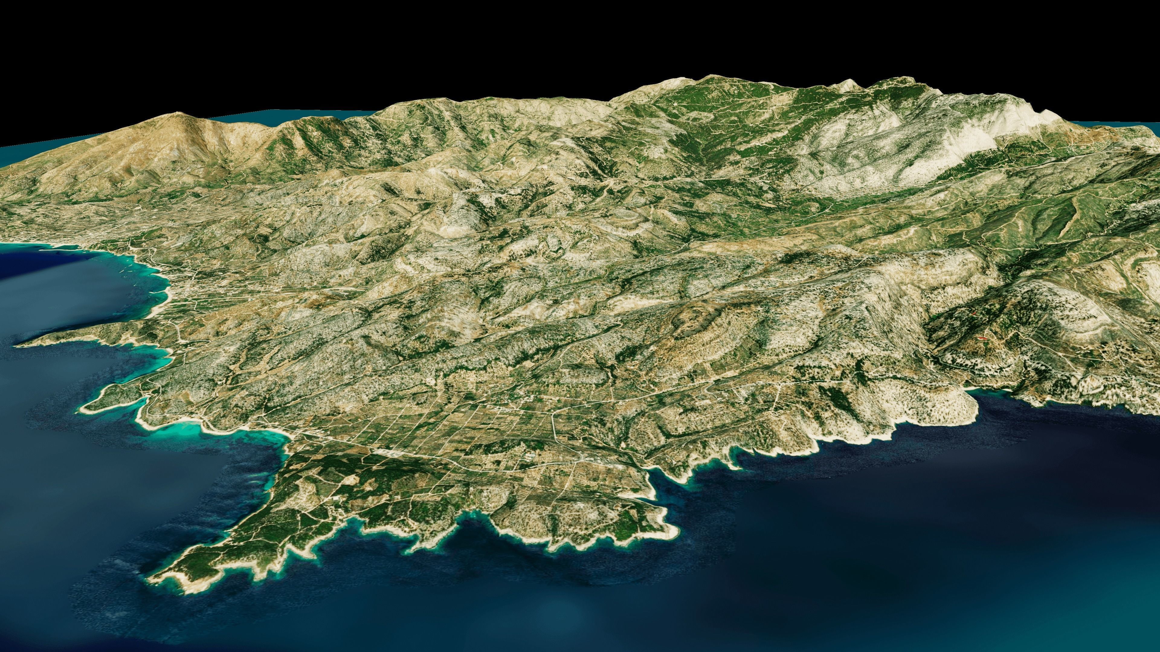 Thasos island full 3d model terrain Low-poly 3D model_1