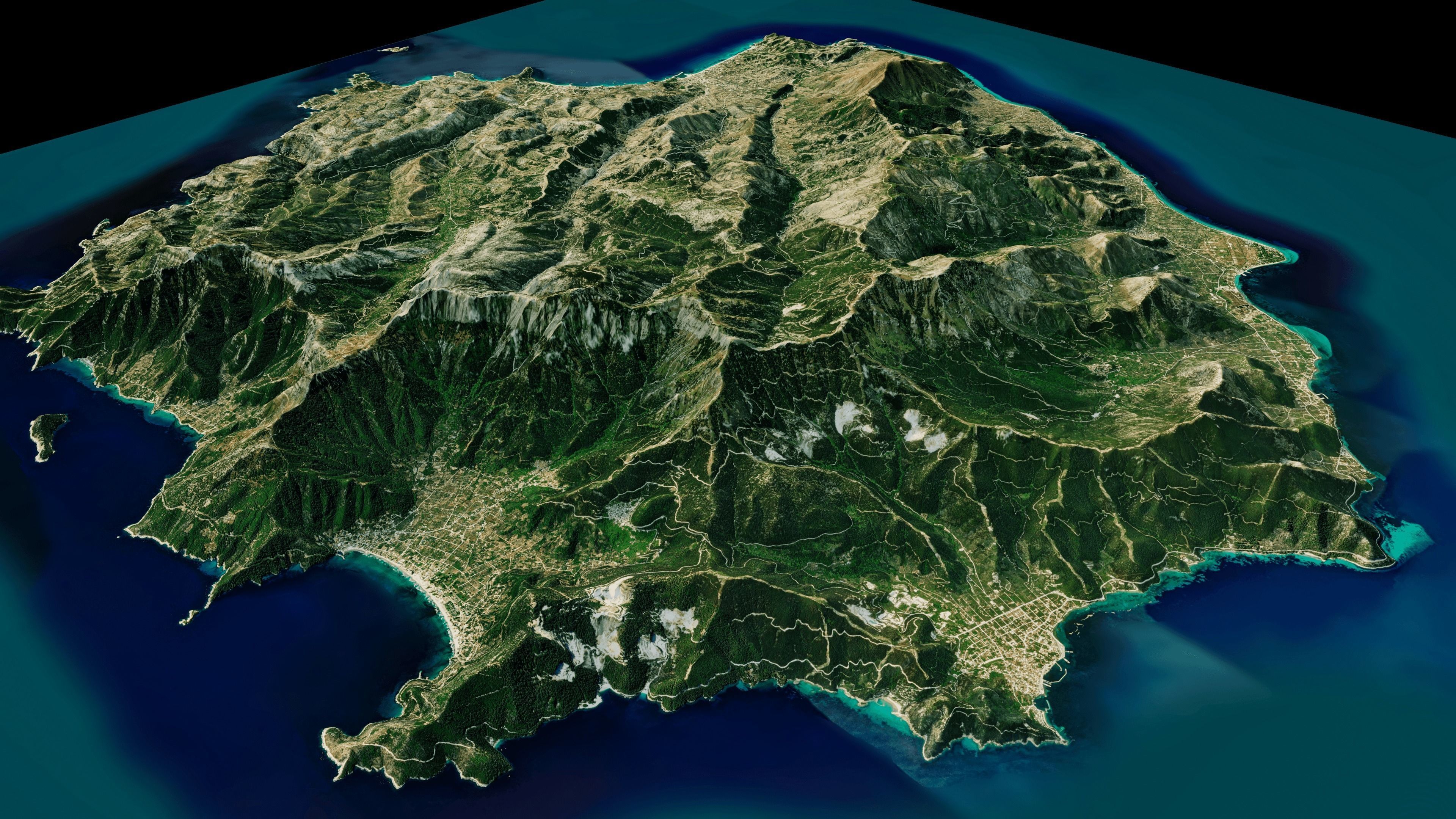 Thasos island full 3d model terrain Low-poly 3D model_3