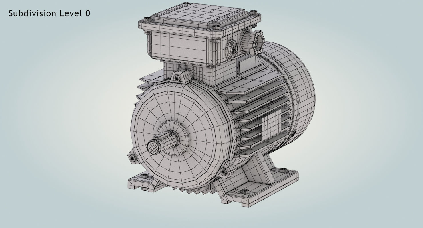 Electric Motor Low-poly 3D model_11