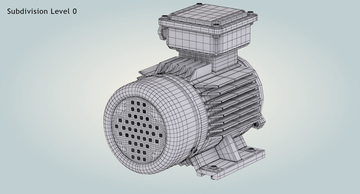 Electric Motor Low-poly 3D model_14