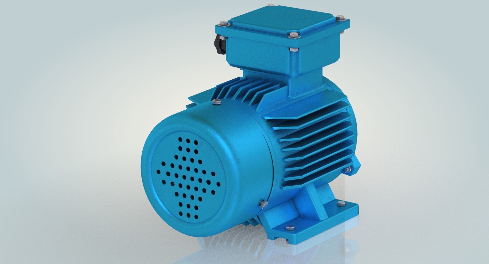Electric Motor Low-poly 3D model_4
