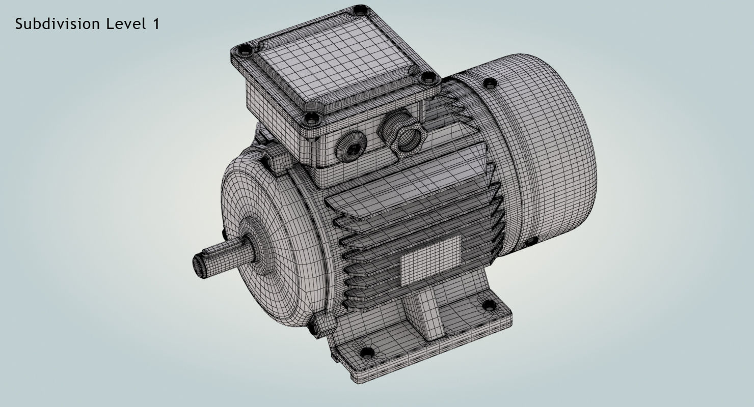 Electric Motor Low-poly 3D model_16