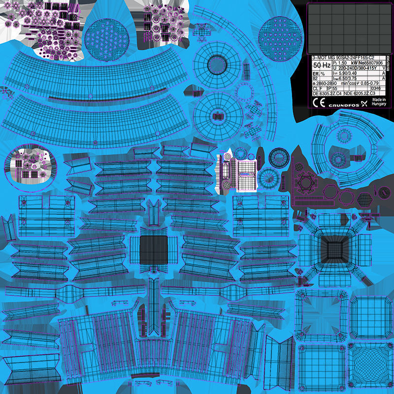 Electric Motor Low-poly 3D model_10