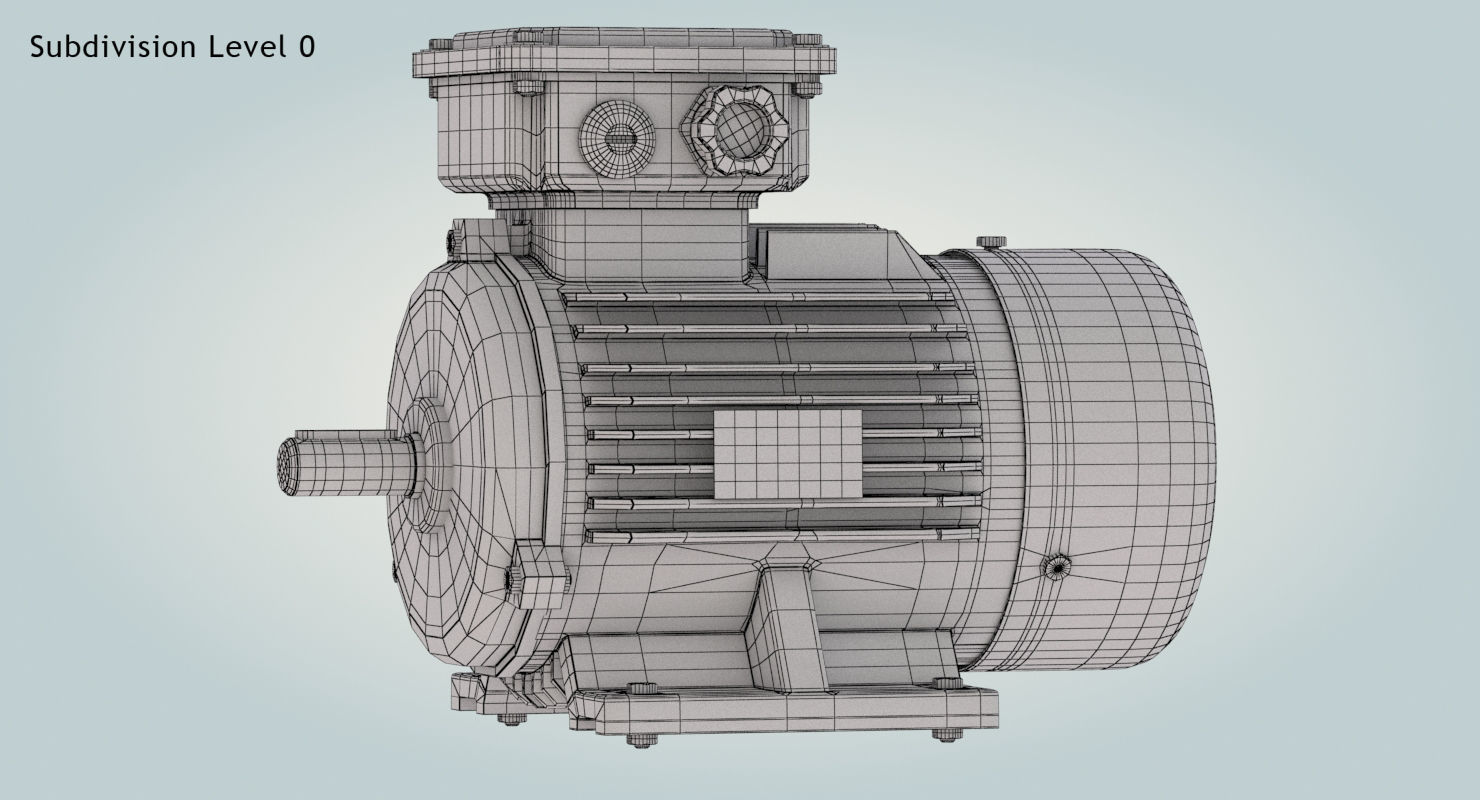 Electric Motor Low-poly 3D model_12