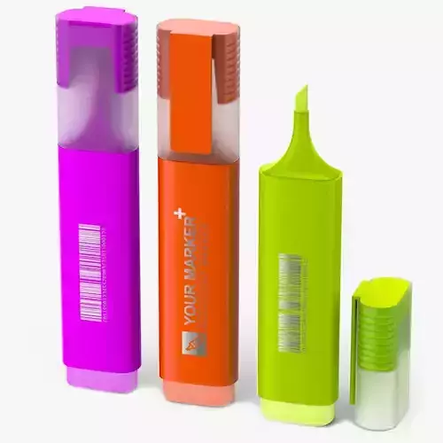Highlighter Markers Low-poly 3D model