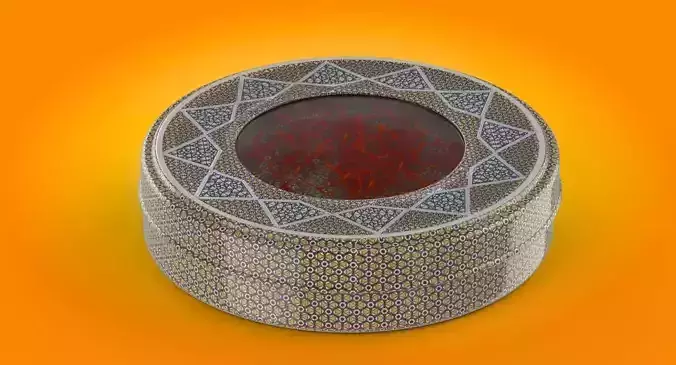 Persian Tin Can with saffron Low-poly 3D model