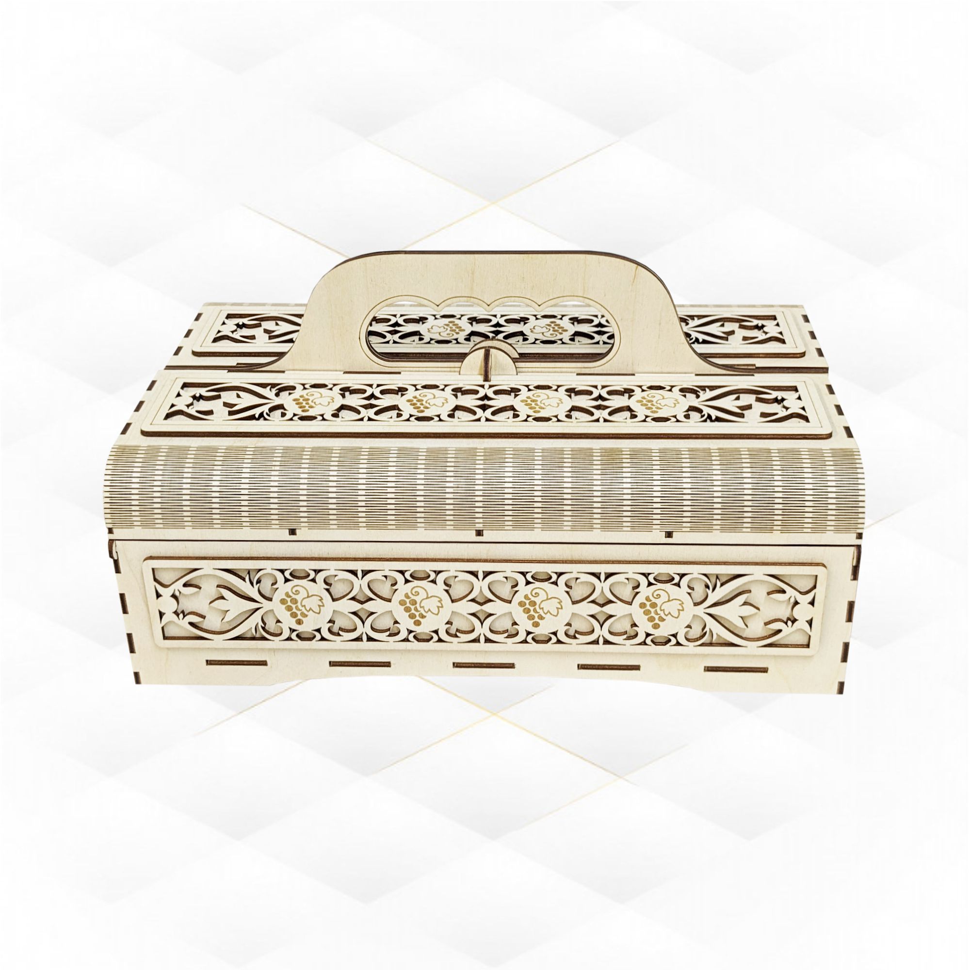 Gift wine box for two bottles laser cut design 3D print model_2