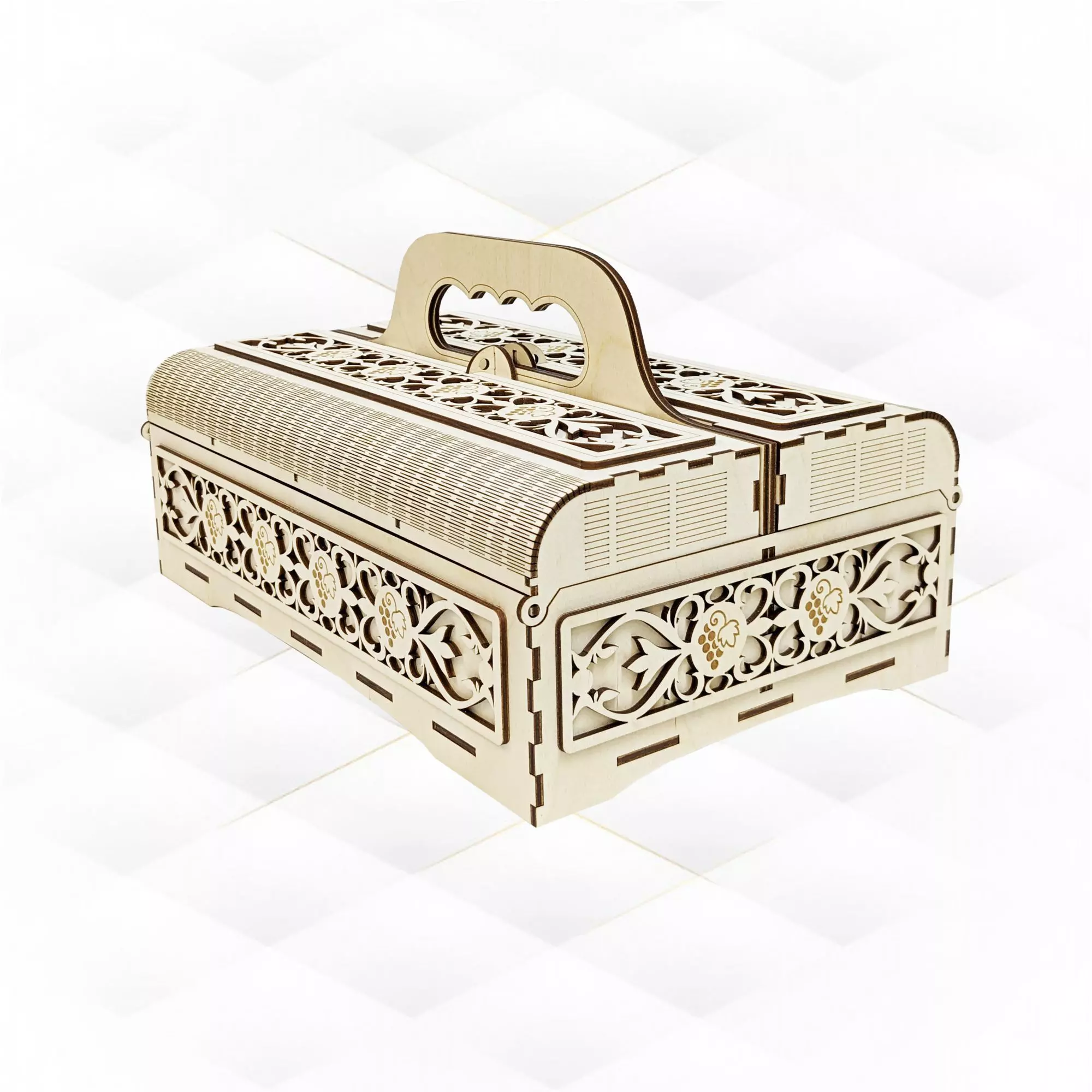 Gift wine box for two bottles laser cut design 3D print model_0