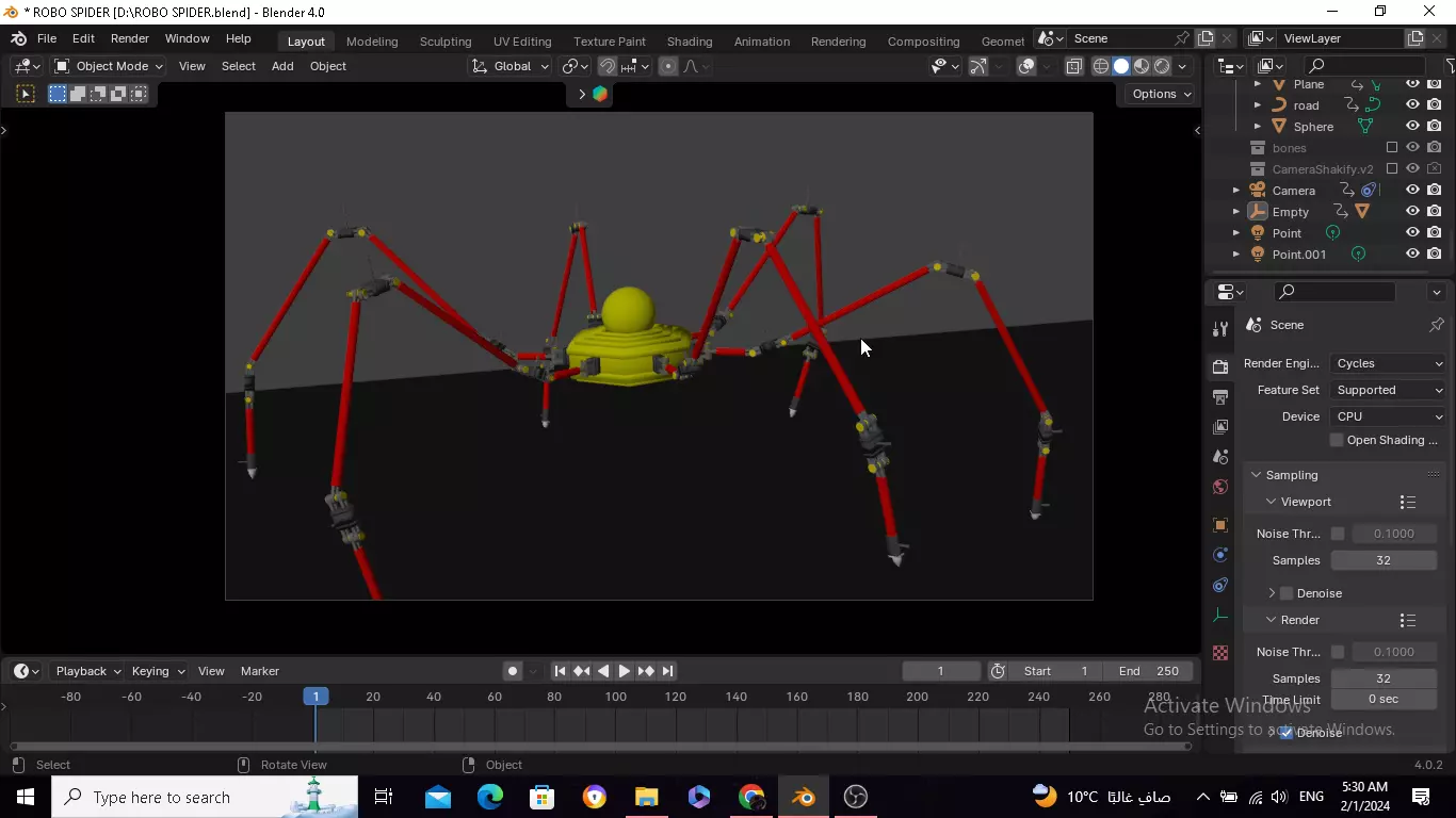 3d spider robot riged  3D model_0