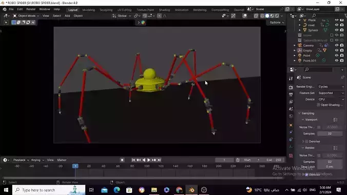 3d spider robot riged  3D model